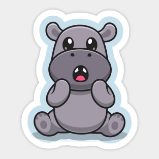 Cute Rhinoceros Surprised Cartoon Sticker